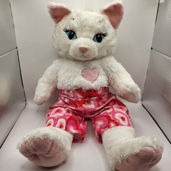 Build-A-Bear Other - Build A Bear Marie Aristocats White Cat 19" Sassy Kitty Pink Heart Plush